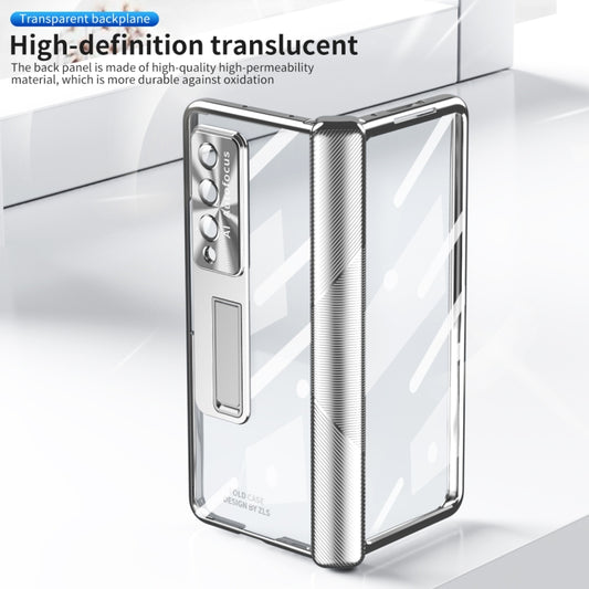 For Samsung Galaxy Z Fold4 5G Magnetic Hinges Plating Phone Case with Holder(Silver) by buy2fix