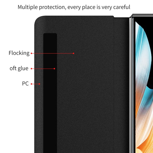 For Honor Magic Vs Side Window View Smart Lychee Texture Leather Phone Case with Pen Slot(Blue) by buy2fix