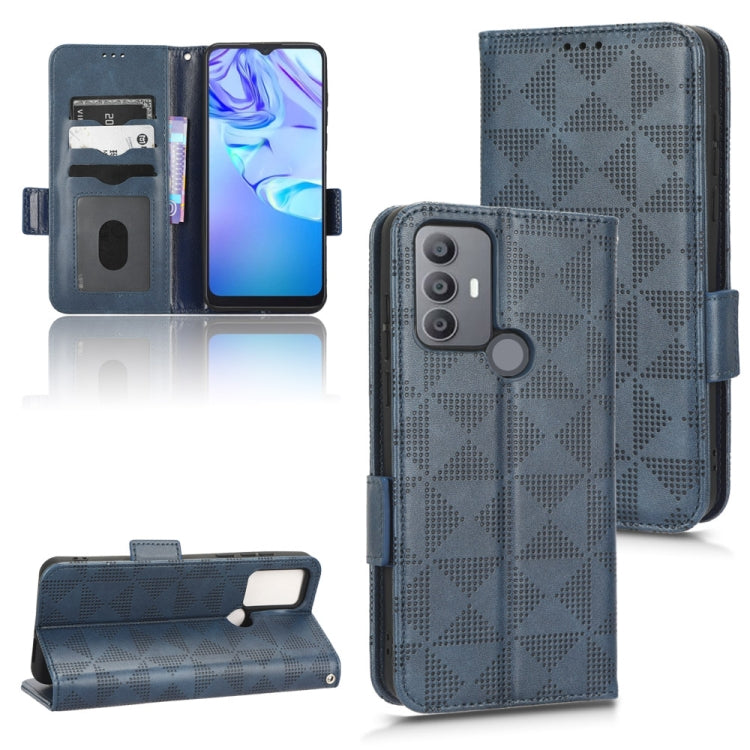 For TCL 30 SE 5G / 30E / 306 / 305 Symmetrical Triangle Leather Phone Case(Blue) - TCL by buy2fix | Online Shopping UK | buy2fix