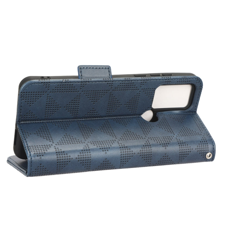 For TCL 30 SE 5G / 30E / 306 / 305 Symmetrical Triangle Leather Phone Case(Blue) - TCL by buy2fix | Online Shopping UK | buy2fix
