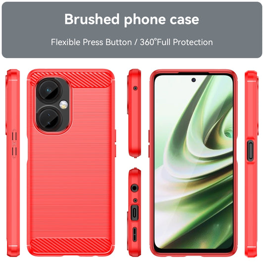 For OnePlus Nord CE 3 Brushed Texture Carbon Fiber TPU Phone Case(Red) by buy2fix