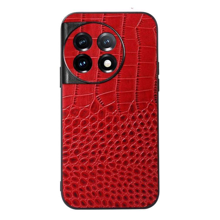 For OnePlus 11 Crocodile Texture Genuine Leather Phone Case(Red) - OnePlus Cases by buy2fix | Online Shopping UK | buy2fix