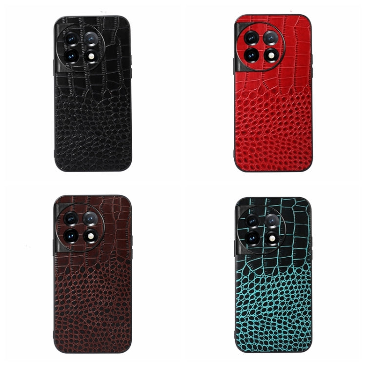 For OnePlus 11 Crocodile Texture Genuine Leather Phone Case(Red) - OnePlus Cases by buy2fix | Online Shopping UK | buy2fix