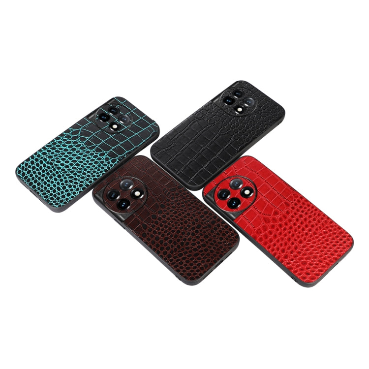 For OnePlus 11 Crocodile Texture Genuine Leather Phone Case(Red) - OnePlus Cases by buy2fix | Online Shopping UK | buy2fix