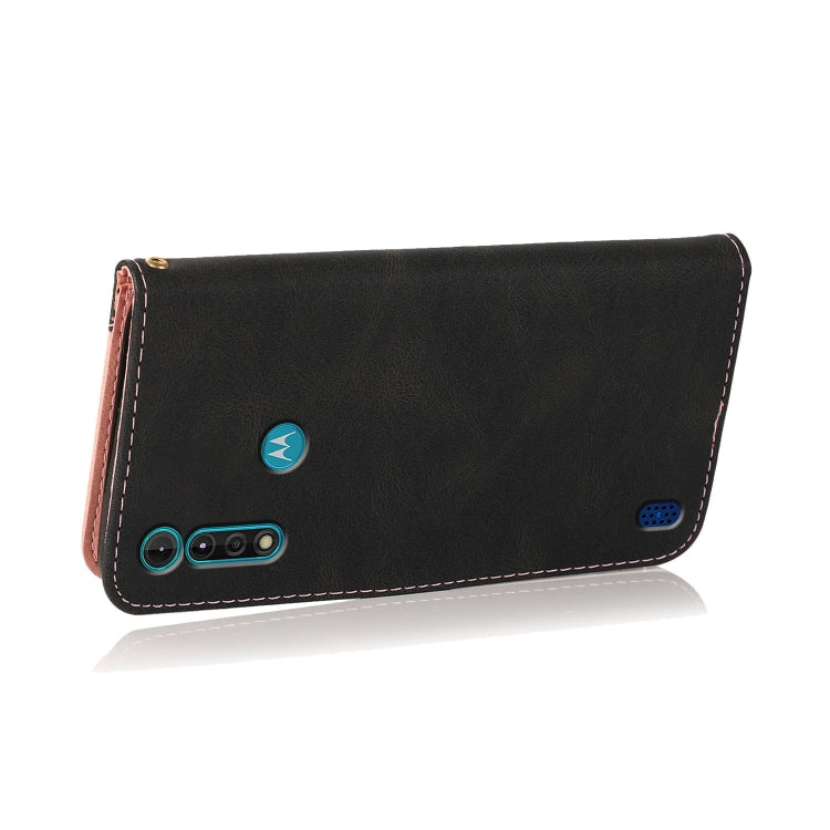For Motorola Moto G8 Power Lite Dual-color Stitching Leather Phone Case(Black Rose Gold) by buy2fix
