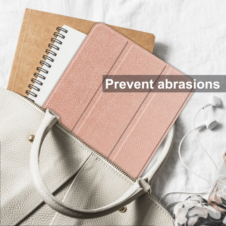 For Blackview Oscal Pad 10 Custer Pure Color 3-Fold Holder Smart Leather Tablet Case(Rose Gold) by buy2fix