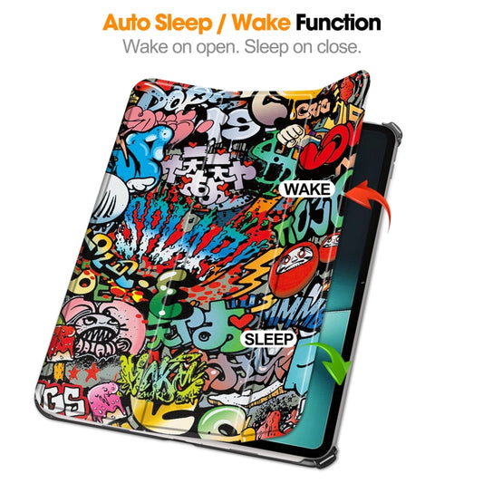 For OnePlus Pad Custer Painted 3-Fold Holder Smart Leather Tablet Case(Graffiti) by buy2fix