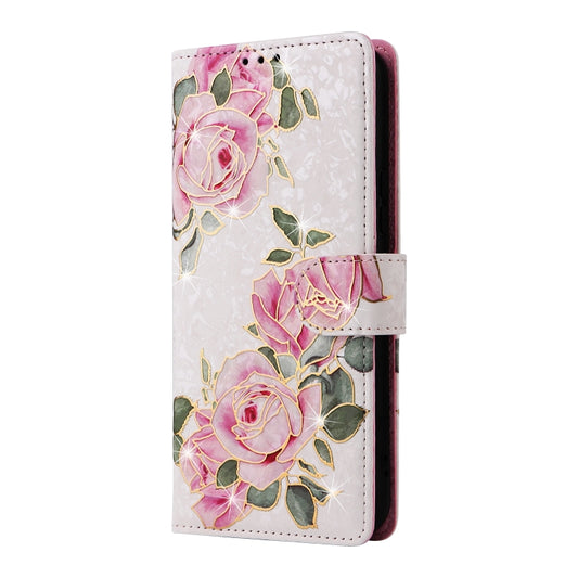 For Samsung Galaxy A34 5G Bronzing Painting RFID Leather Phone Case(Rose Flower) by buy2fix
