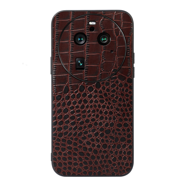 For OPPO Find X6 Pro Crocodile Texture Genuine Leather Phone Case(Coffee) - OPPO Cases by buy2fix | Online Shopping UK | buy2fix