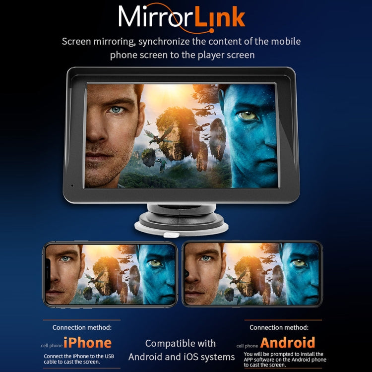 B5300A 7 inch Wireless CarPlay Car Bluetooth MP5 Player, Support Mobile Phone Interconnection - Car MP3 & MP4 & MP5 by buy2fix | Online Shopping UK | buy2fix