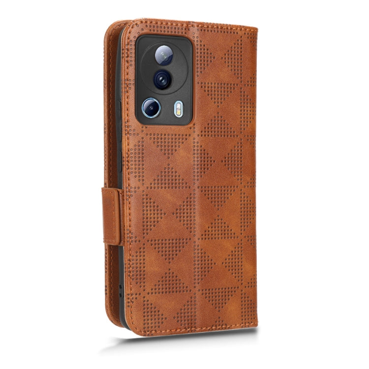For Xiaomi 13 Lite / Civi 2 / 12 Lite NE Symmetrical Triangle Leather Phone Case(Brown) - Xiaomi Cases by buy2fix | Online Shopping UK | buy2fix