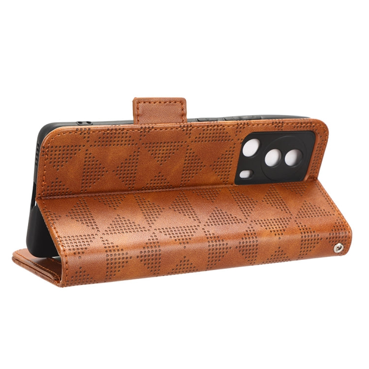 For Xiaomi 13 Lite / Civi 2 / 12 Lite NE Symmetrical Triangle Leather Phone Case(Brown) - Xiaomi Cases by buy2fix | Online Shopping UK | buy2fix