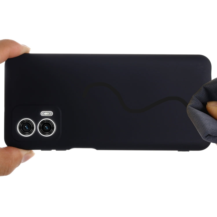 For Motorola Moto G73 Pure Color Liquid Silicone Shockproof Phone Case(Black) - Motorola Cases by buy2fix | Online Shopping UK | buy2fix