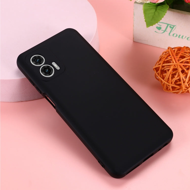 For Motorola Moto G73 Pure Color Liquid Silicone Shockproof Phone Case(Black) - Motorola Cases by buy2fix | Online Shopping UK | buy2fix