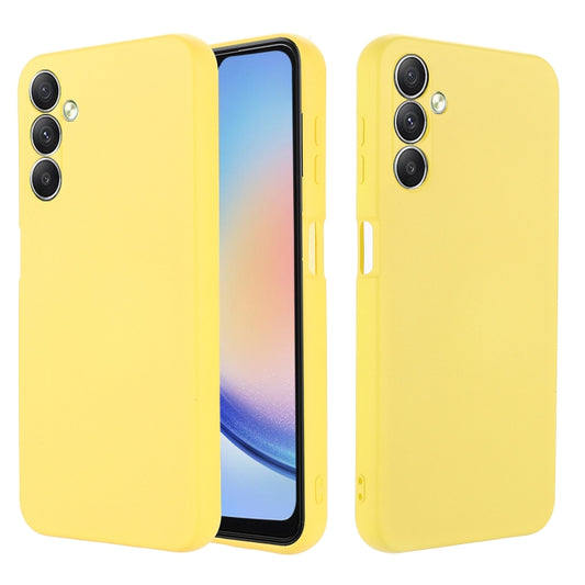 For Samsung Galaxy A24 4G Pure Color Liquid Silicone Shockproof Phone Case(Yellow) by buy2fix
