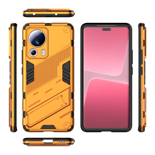 For Xiaomi 13 Lite Punk Armor 2 in 1 PC + TPU Shockproof Phone Case with Holder(Orange) by buy2fix