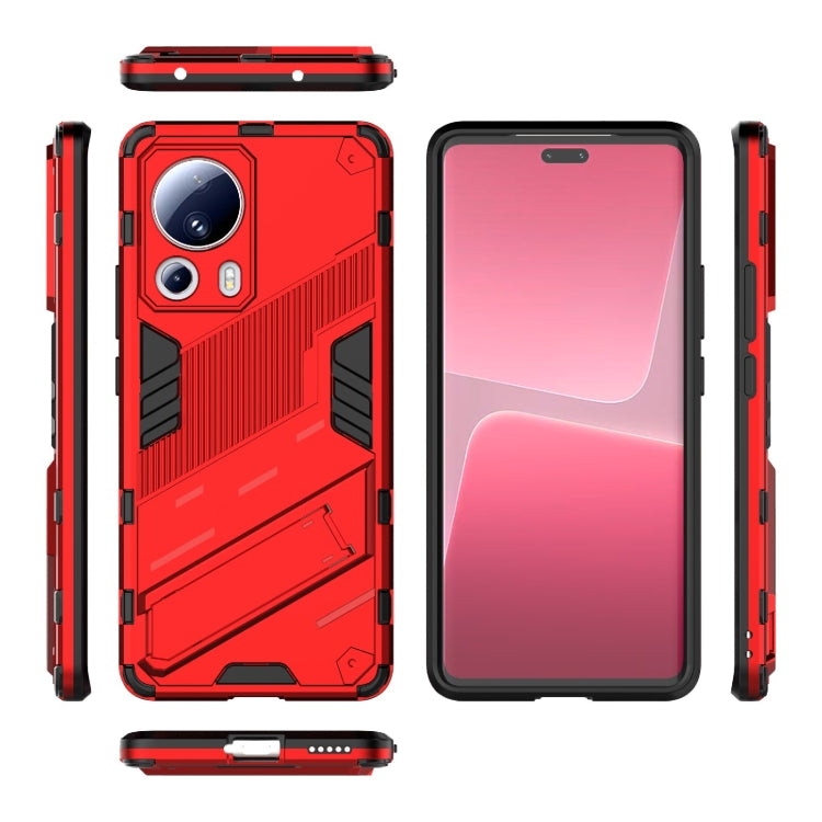For Xiaomi 13 Lite Punk Armor 2 in 1 PC + TPU Shockproof Phone Case with Holder(Red) - Xiaomi Cases by buy2fix | Online Shopping UK | buy2fix