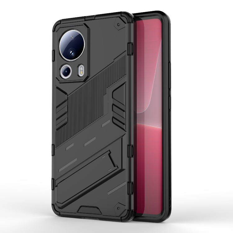 For Xiaomi 13 Lite Punk Armor 2 in 1 PC + TPU Shockproof Phone Case with Holder(Black) - Xiaomi Cases by buy2fix | Online Shopping UK | buy2fix