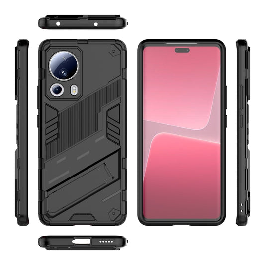 For Xiaomi 13 Lite Punk Armor 2 in 1 PC + TPU Shockproof Phone Case with Holder(Black) by buy2fix