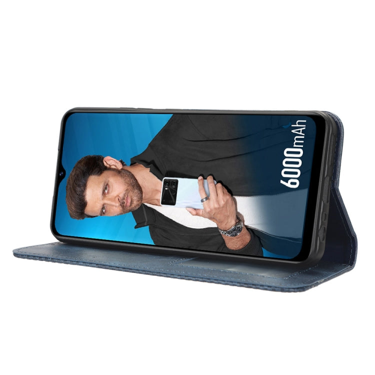 For Itel P40 Magnetic Buckle Retro Texture Leather Phone Case(Blue) - More Brand by buy2fix | Online Shopping UK | buy2fix