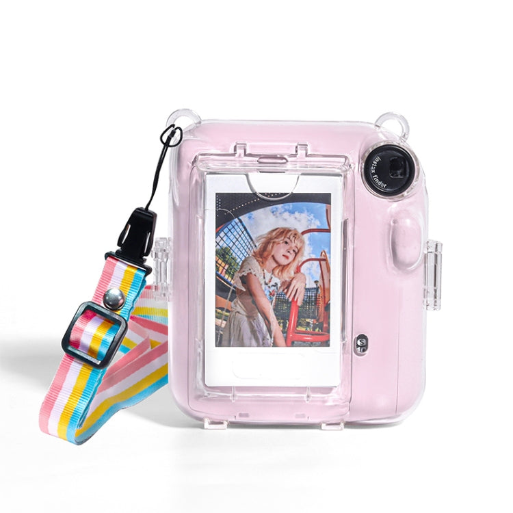For FUJIFILM instax mini 12 Crystal Hard Acrylic Camera Case with Shoulder Strap(DIY Pink Graffiti) by buy2fix