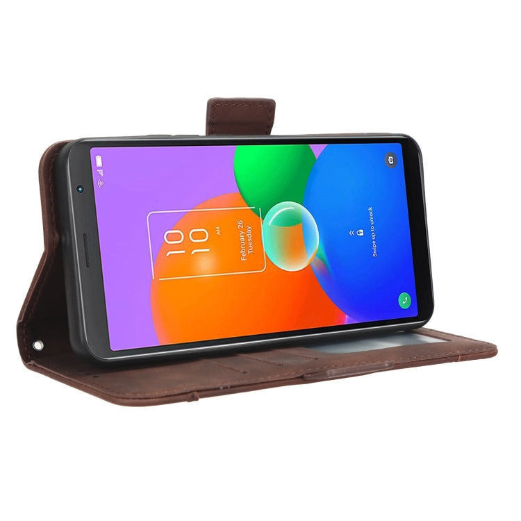For TCL 403 Skin Feel Calf Texture Card Slots Leather Phone Case(Brown) by buy2fix