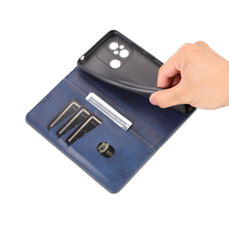 For Xiaomi Redmi 12C / Redmi 11A / Poco C55 AZNS Magnetic Calf Texture Flip Leather Phone Case(Dark Blue) by AZNS