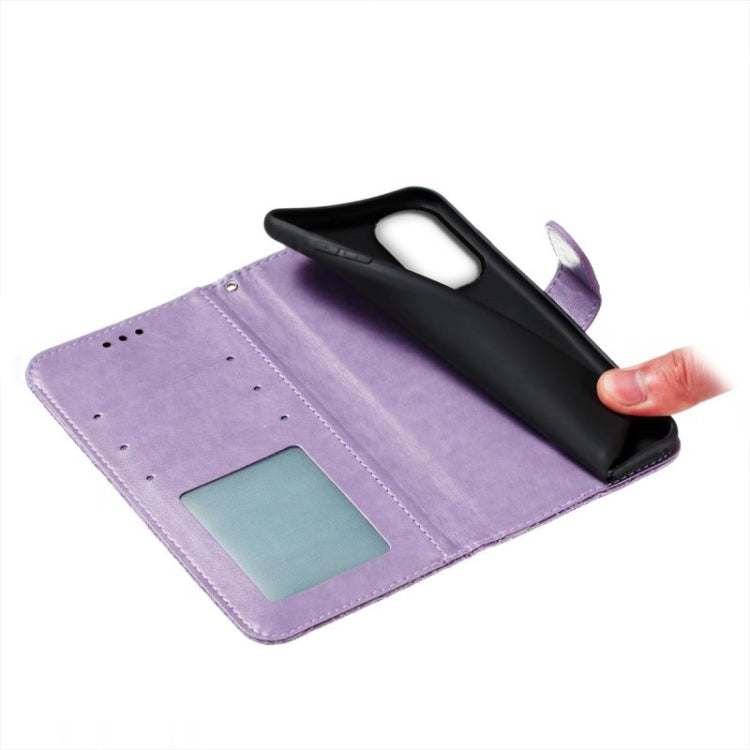 For Xiaomi Redmi 12C Lace Flower Embossing Flip Leather Phone Case(Purple) by buy2fix