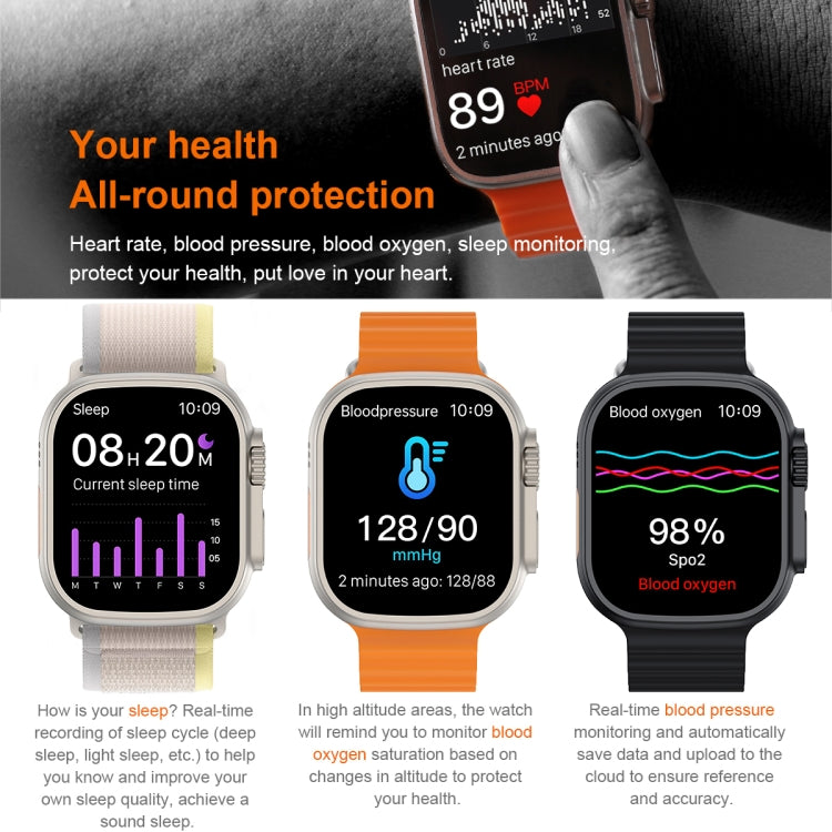 S800 Ultra Max 1.96 inch TFT Screen Smart Watch, Support Heart Rate / Blood Pressure Monitoring(Blue) - Smart Watches by buy2fix | Online Shopping UK | buy2fix