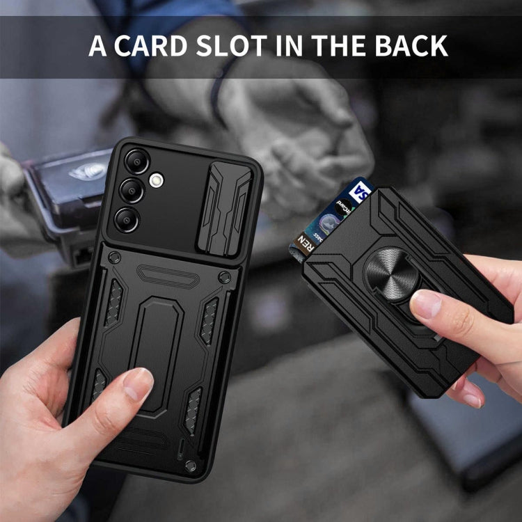 For Samsung Galaxy A14 5G / 4G Sliding Camshield TPU+PC Phone Case with Card Slot(Blue) by buy2fix