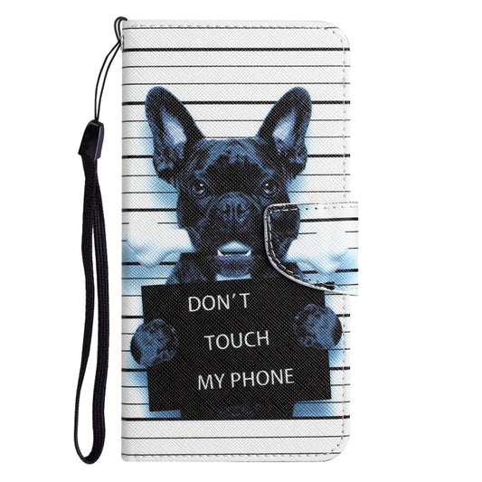 For Xiaomi Redmi 12C Colored Drawing Leather Phone Case(Black Dog) by buy2fix