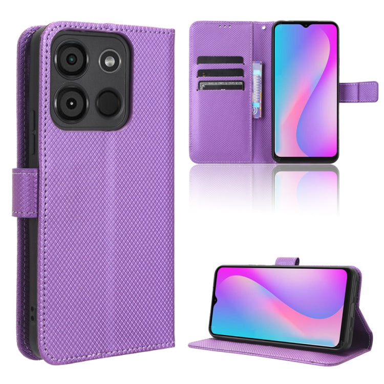 For Itel A60 Diamond Texture Leather Phone Case(Purple) - More Brand by buy2fix | Online Shopping UK | buy2fix