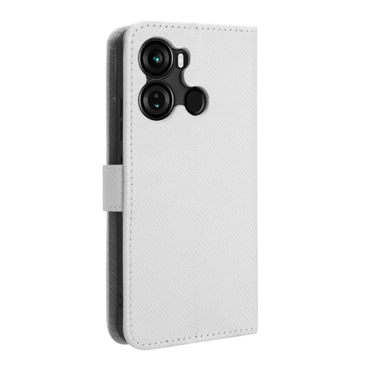 For Itel P40 Diamond Texture Leather Phone Case(White) - More Brand by buy2fix | Online Shopping UK | buy2fix