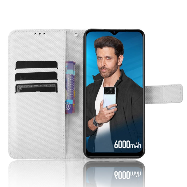For Itel P40 Diamond Texture Leather Phone Case(White) - More Brand by buy2fix | Online Shopping UK | buy2fix