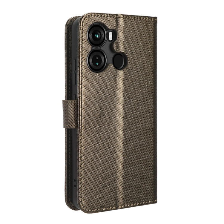 For Itel P40 Diamond Texture Leather Phone Case(Brown) - More Brand by buy2fix | Online Shopping UK | buy2fix