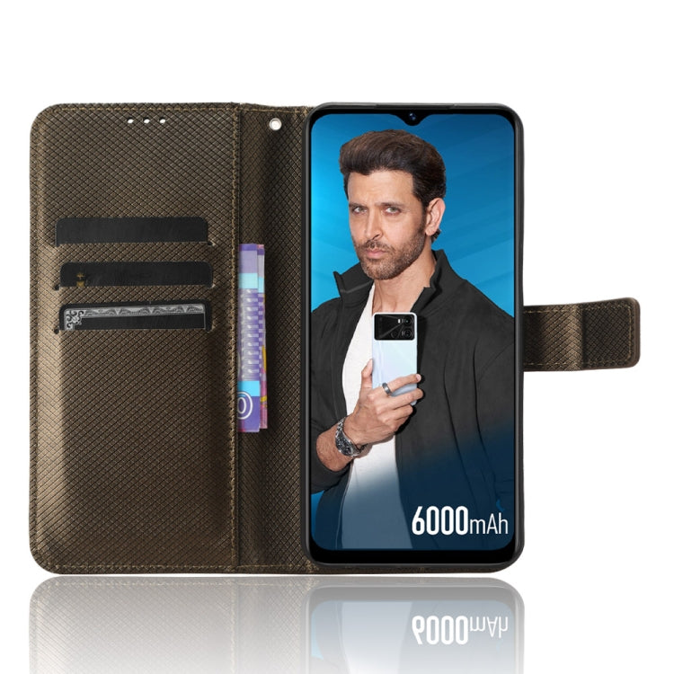For Itel P40 Diamond Texture Leather Phone Case(Brown) - More Brand by buy2fix | Online Shopping UK | buy2fix
