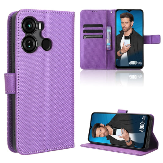 For Itel P40 Diamond Texture Leather Phone Case(Purple) - More Brand by buy2fix | Online Shopping UK | buy2fix
