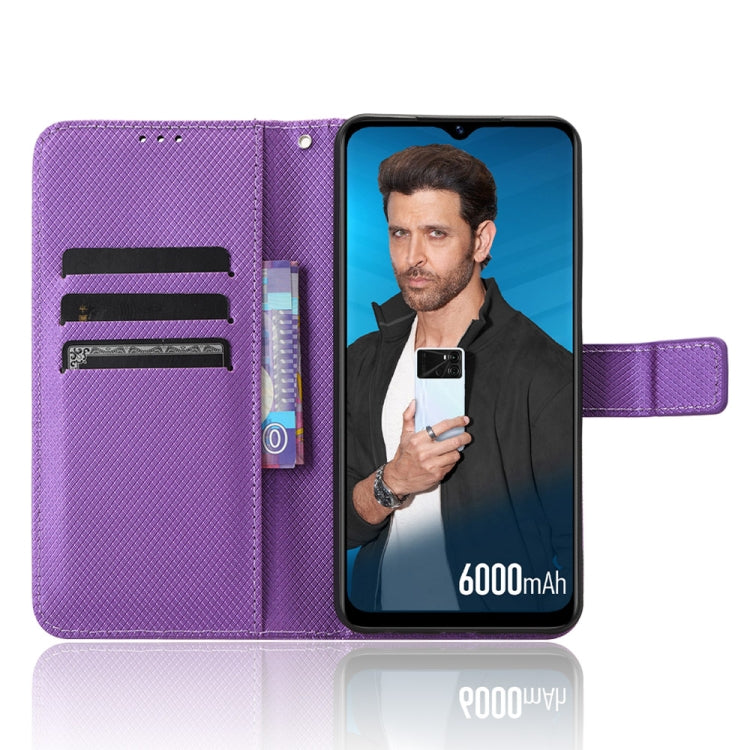 For Itel P40 Diamond Texture Leather Phone Case(Purple) - More Brand by buy2fix | Online Shopping UK | buy2fix