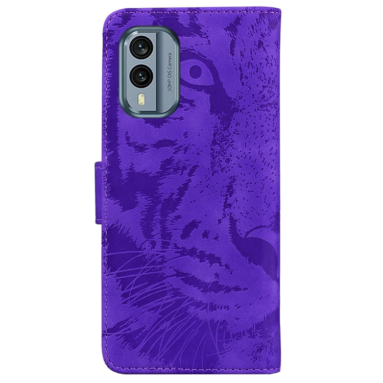For Nokia X30 Tiger Embossing Pattern Flip Leather Phone Case(Purple) - Nokia Cases by buy2fix | Online Shopping UK | buy2fix