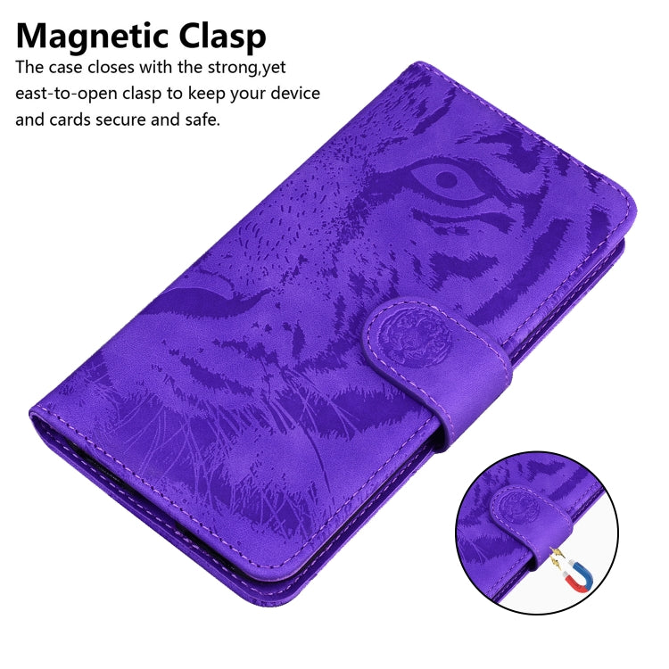 For Nokia X30 Tiger Embossing Pattern Flip Leather Phone Case(Purple) - Nokia Cases by buy2fix | Online Shopping UK | buy2fix
