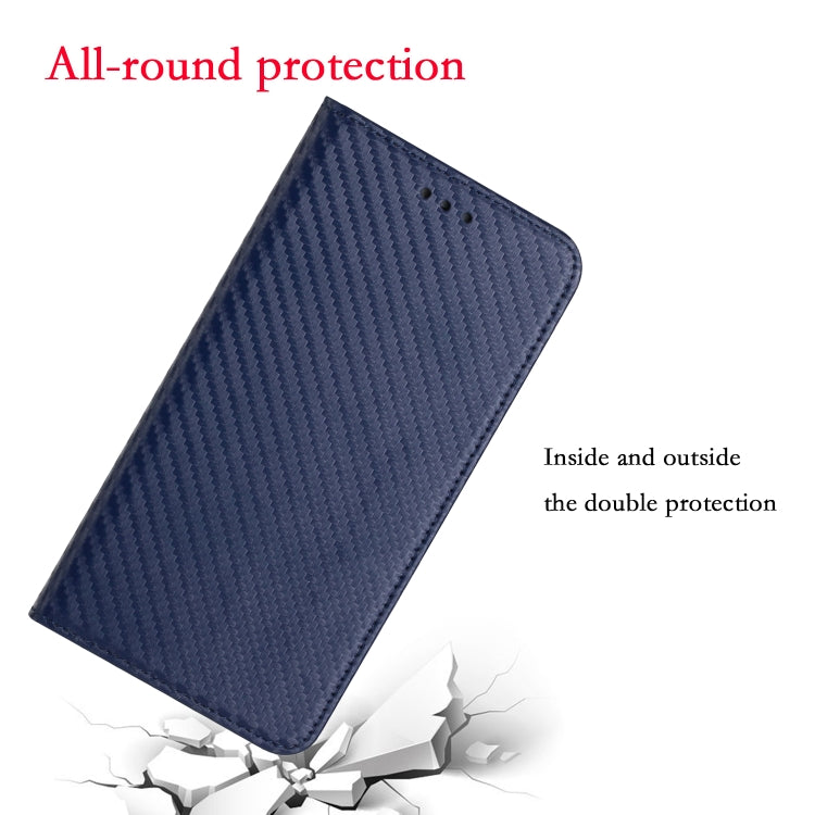For Xiaomi Redmi 12C Carbon Fiber Texture Magnetic Flip Leather Phone Case(Blue) by buy2fix