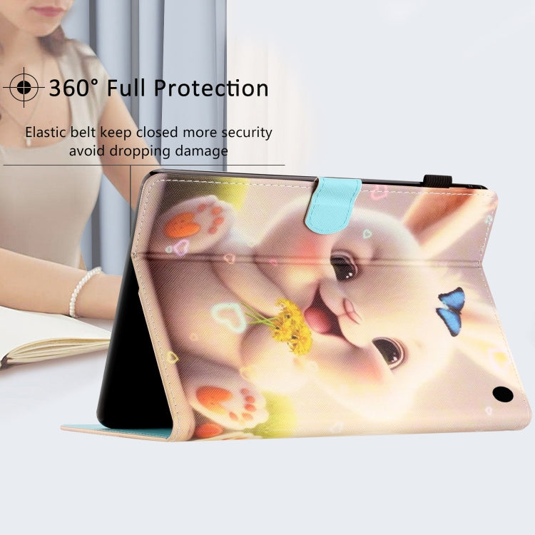 For Amazon Fire HD 10 2021 Coloured Drawing Stitching Smart Leather Tablet Case(Rabbit) by buy2fix