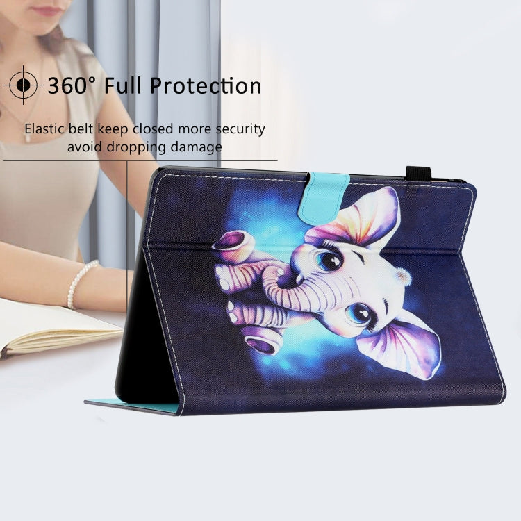 For Amazon Kindle Youth Ver.2022 Coloured Drawing Stitching Smart Leather Tablet Case(Elephant) - Amazon by buy2fix | Online Shopping UK | buy2fix