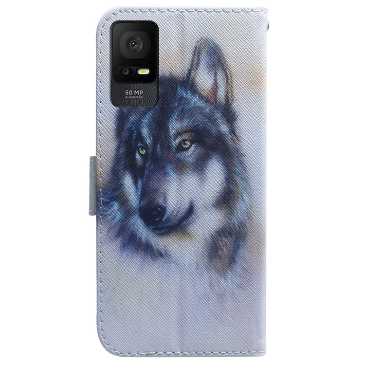 For TCL 408 Coloured Drawing Flip Leather Phone Case(White Wolf) - TCL by buy2fix | Online Shopping UK | buy2fix