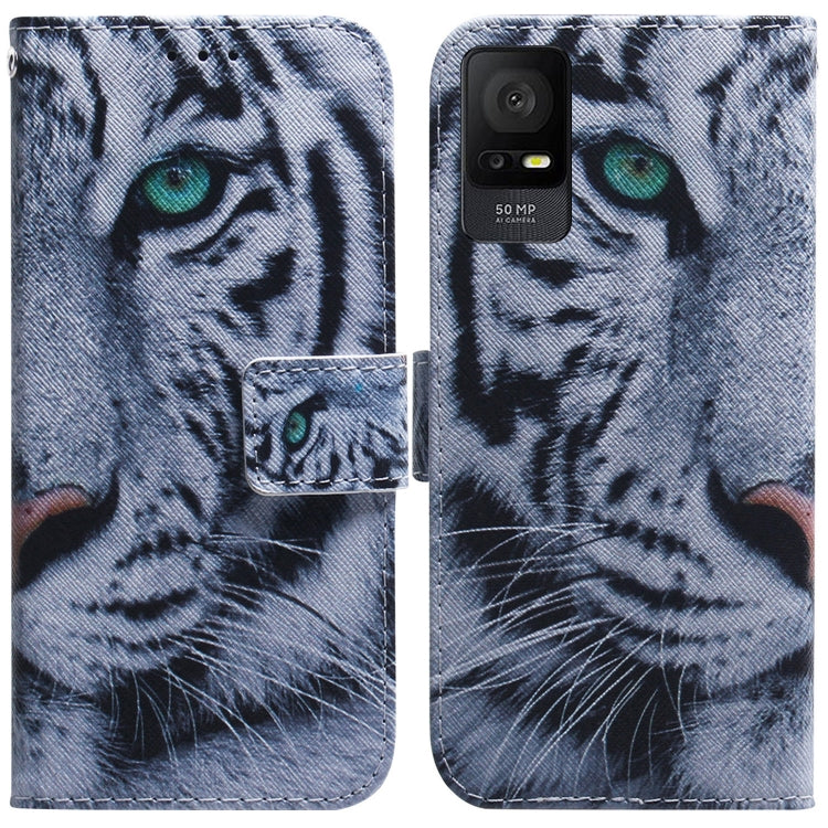 For TCL 408 Coloured Drawing Flip Leather Phone Case(Tiger) - TCL by buy2fix | Online Shopping UK | buy2fix