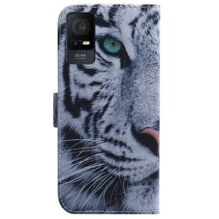For TCL 408 Coloured Drawing Flip Leather Phone Case(Tiger) - TCL by buy2fix | Online Shopping UK | buy2fix