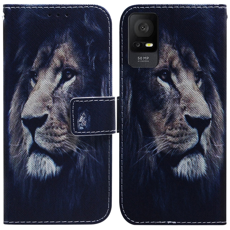 For TCL 408 Coloured Drawing Flip Leather Phone Case(Lion) - TCL by buy2fix | Online Shopping UK | buy2fix