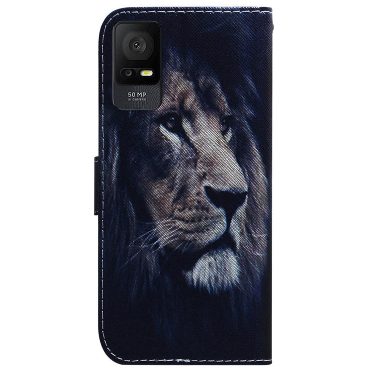For TCL 408 Coloured Drawing Flip Leather Phone Case(Lion) - TCL by buy2fix | Online Shopping UK | buy2fix