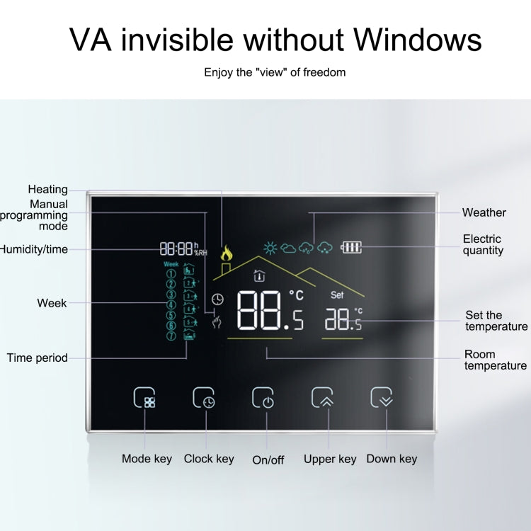 BHT-8000RF-VA- GAB Wireless Smart LED Screen Thermostat Without WiFi, Specification:Water / Electric Heating - Thermostat & Thermometer by buy2fix | Online Shopping UK | buy2fix