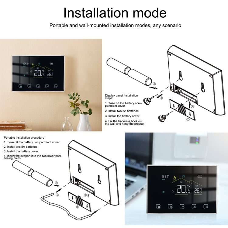 BHT-8000RF-VA- GAB Wireless Smart LED Screen Thermostat Without WiFi, Specification:Water / Electric Heating - Thermostat & Thermometer by buy2fix | Online Shopping UK | buy2fix